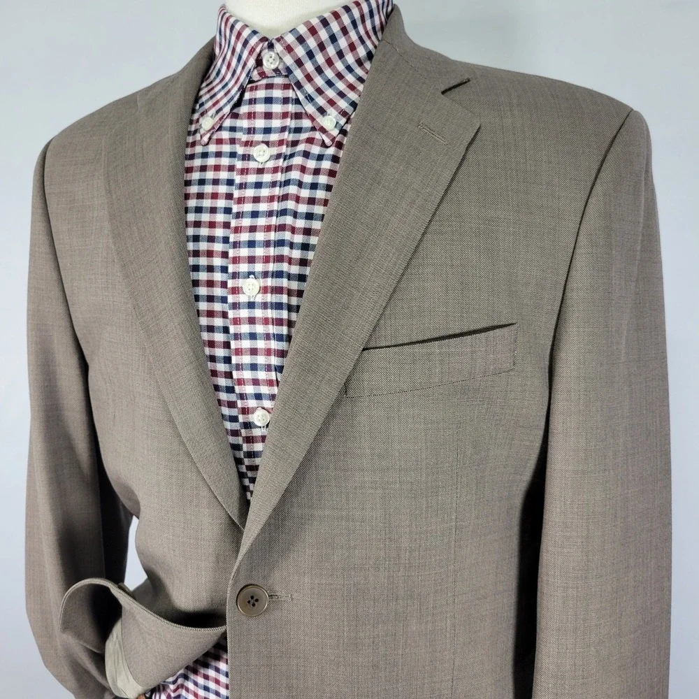 Brandini Men's Sport‎ Coat Blazer Two Button Brown Sharkskin Wool Size 40R